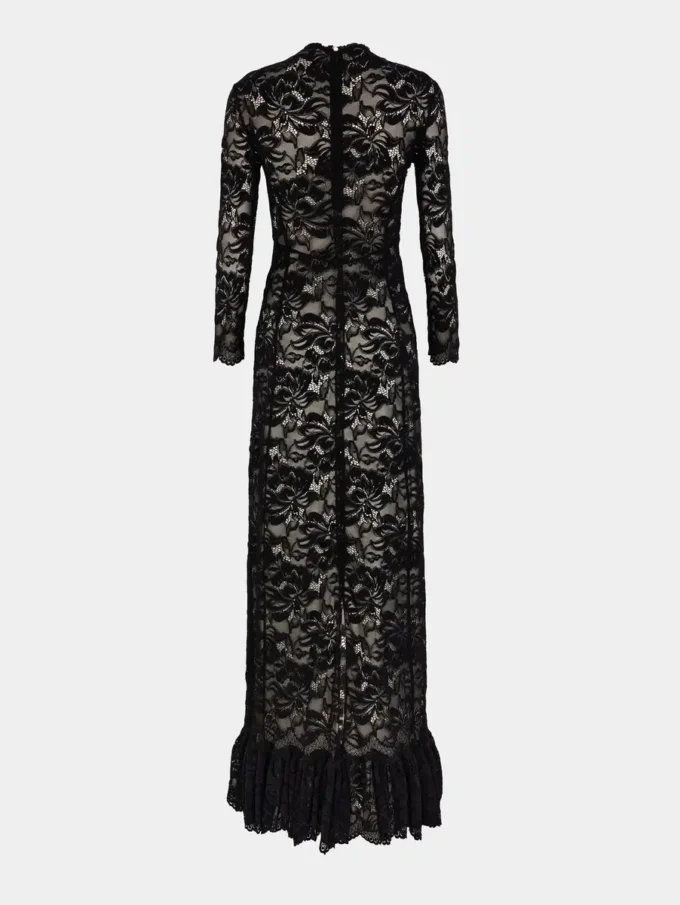 Vestido largo de encaje negro