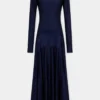 Vestido largo de jersey con detalles de godets