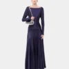 Vestido largo de jersey con detalles de godets