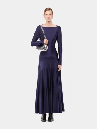 Vestido largo de jersey con detalles de godets