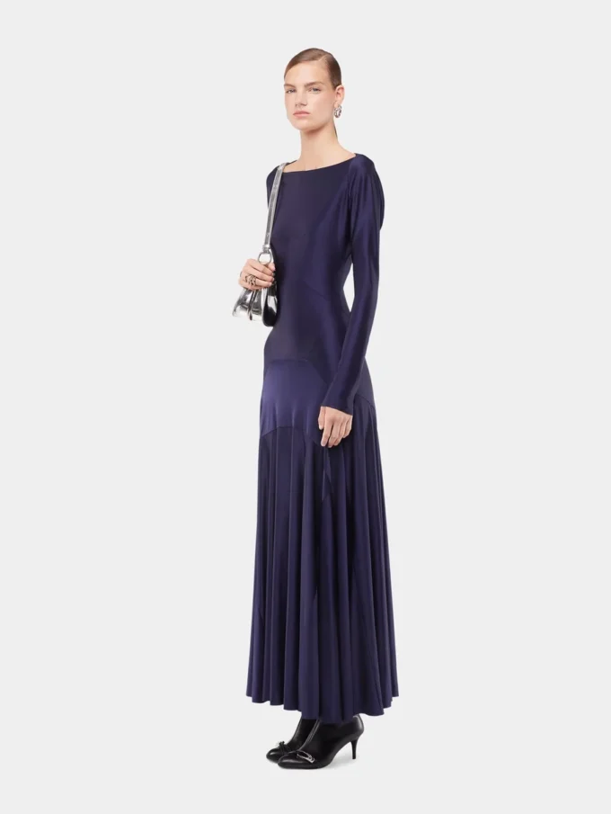 Vestido largo de jersey con detalles de godets