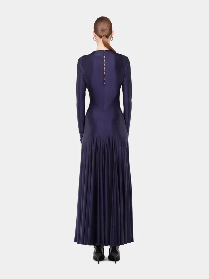 Vestido largo de jersey con detalles de godets