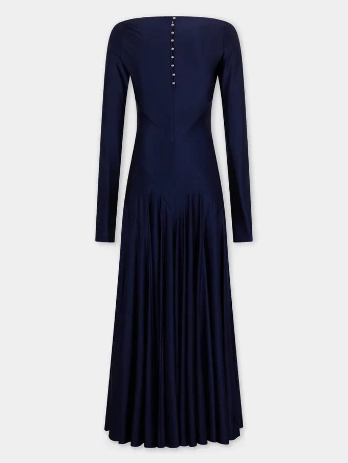 Vestido largo de jersey con detalles de godets