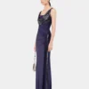 Vestido largo de malla y jersey