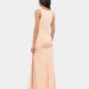 Vestido largo de malla y jersey