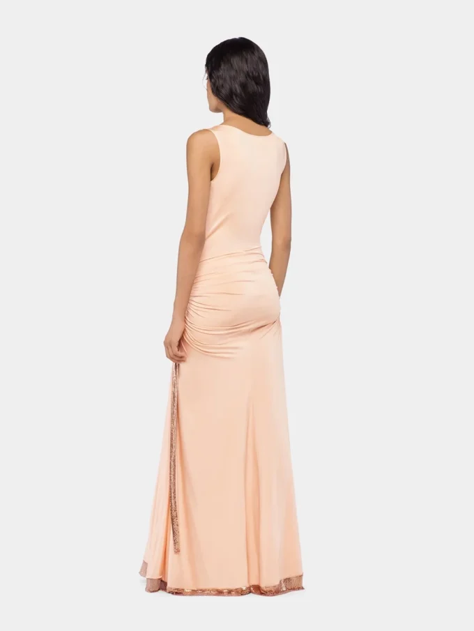 Vestido largo de malla y jersey