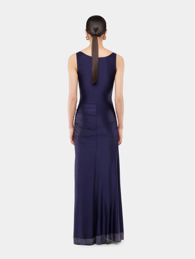 Vestido largo de malla y jersey