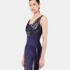 Vestido largo de malla y jersey