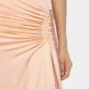 Vestido largo de malla y jersey