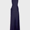 Vestido largo de malla y jersey
