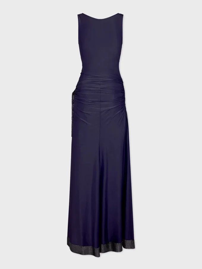 Vestido largo de malla y jersey