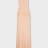 Vestido largo de malla y jersey