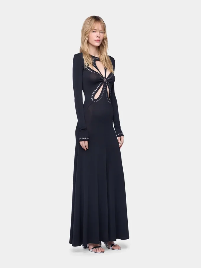 Vestido largo de punto jersey que se adapta al cuerpo como una segunda piel.