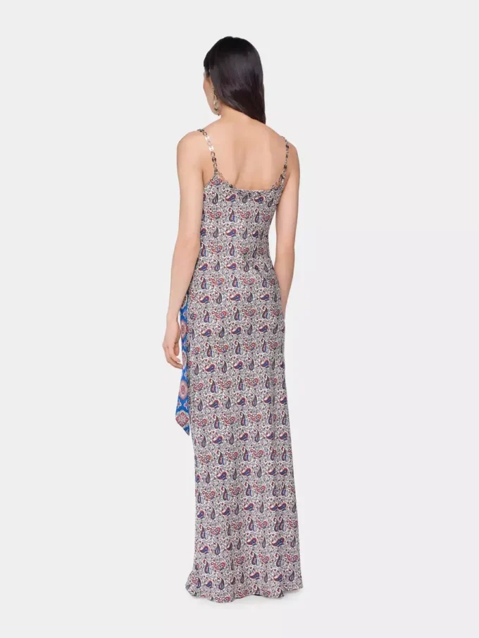 Vestido largo de satén estampado