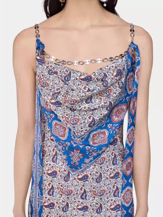 Vestido largo de satén estampado