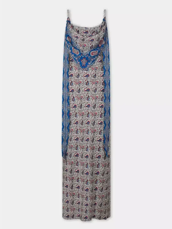 Vestido largo de satén estampado