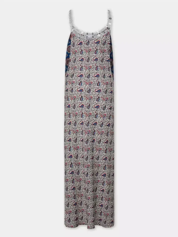 Vestido largo de satén estampado