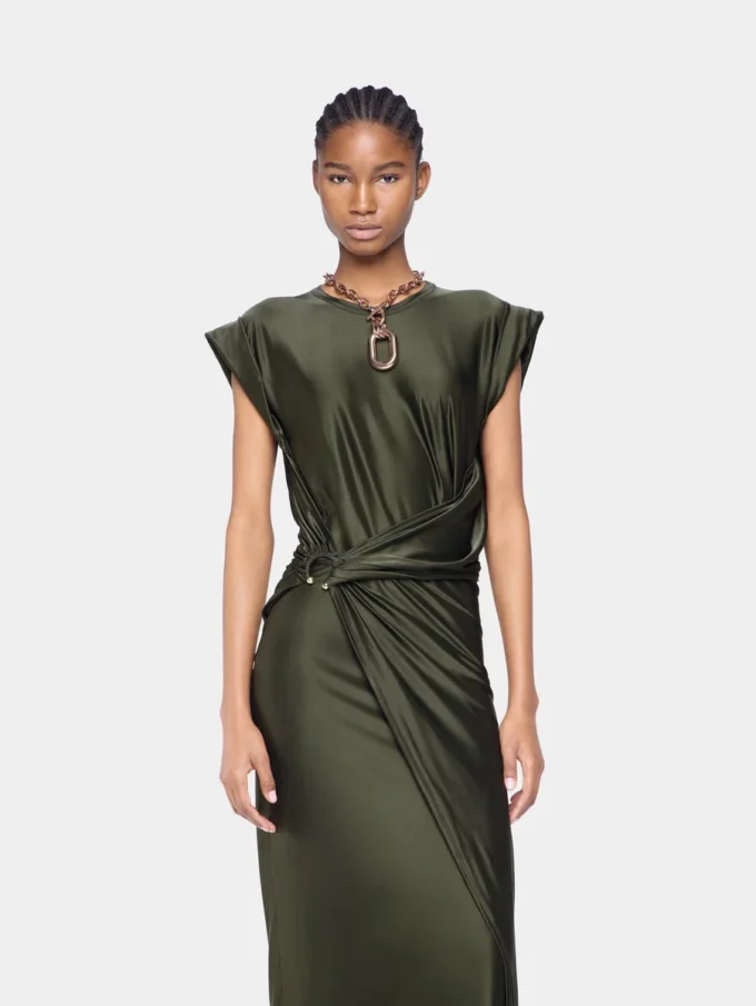 Vestido largo drapeado de jersey