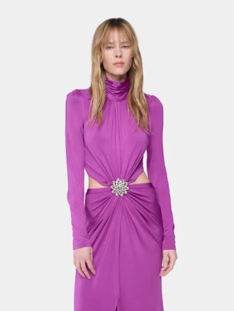 Vestido largo fucsia de jersey
