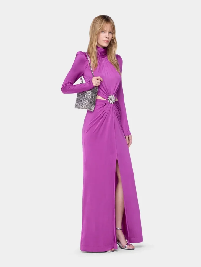 Vestido largo fucsia de jersey