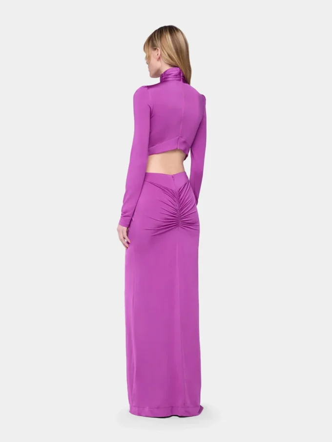 Vestido largo fucsia de jersey