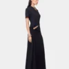 Vestido largo negro con perforaciones en jersey de algodón