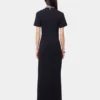 Vestido largo negro con perforaciones en jersey de algodón