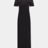 Vestido largo negro con perforaciones en jersey de algodón