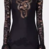 Vestido largo negro de encaje y jersey