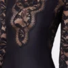 Vestido largo negro de encaje y jersey