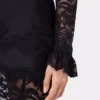 Vestido largo negro de encaje y jersey