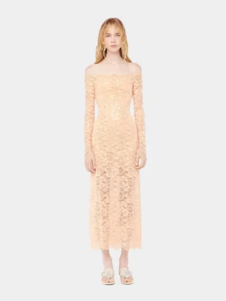 Vestido midi de encaje con bordados de lentejuelas