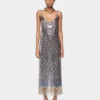 Vestido midi de malla estampada
