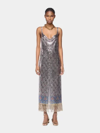 Vestido midi de malla estampada
