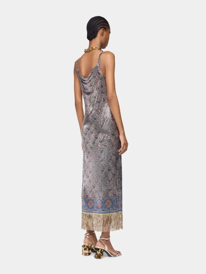 Vestido midi de malla estampada