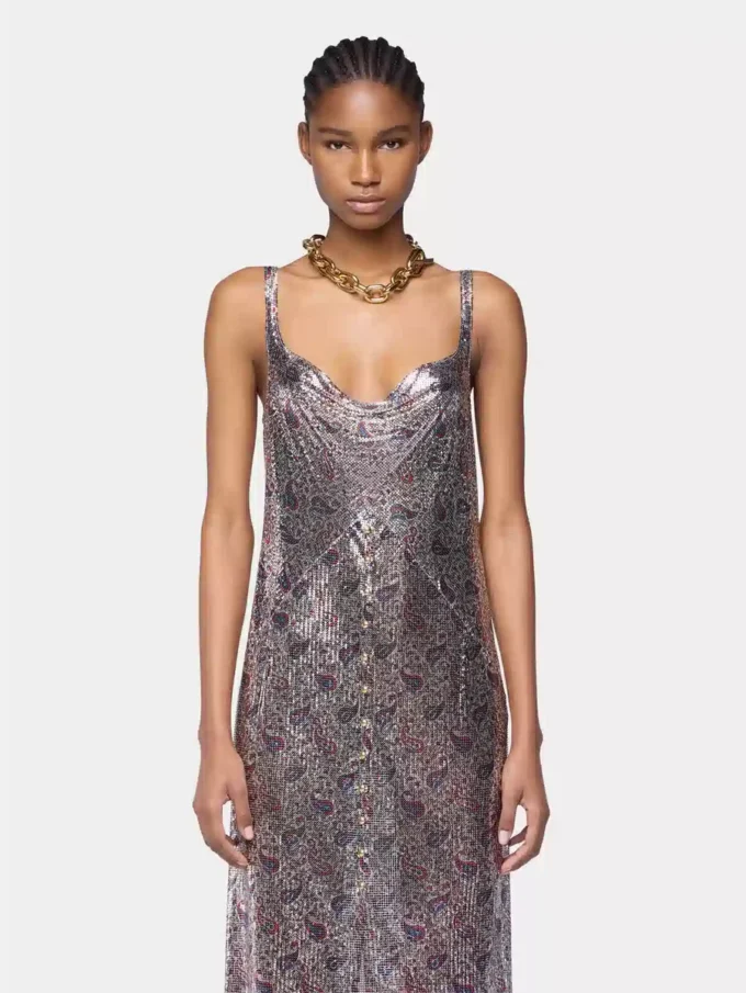 Vestido midi de malla estampada