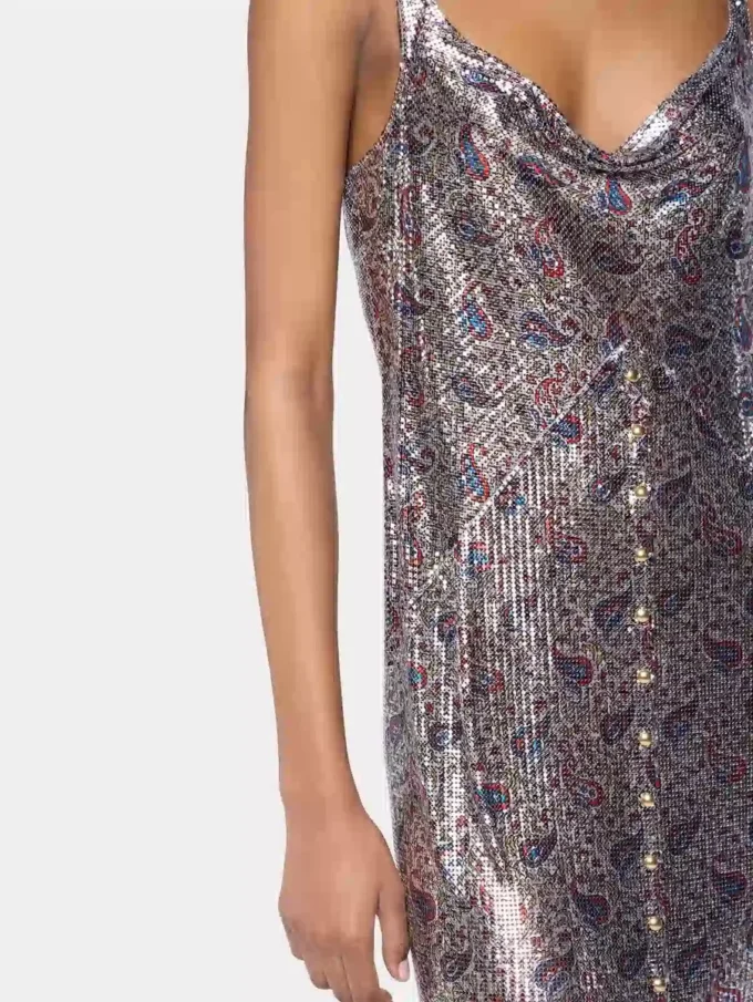 Vestido midi de malla estampada