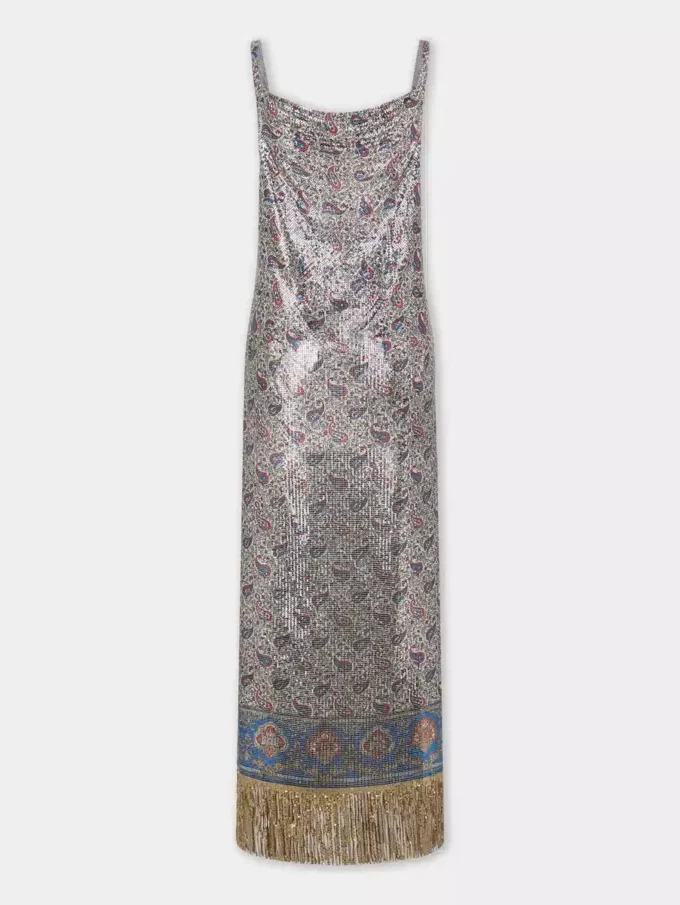 Vestido midi de malla estampada
