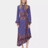 Vestido midi drapeado de jersey estampado