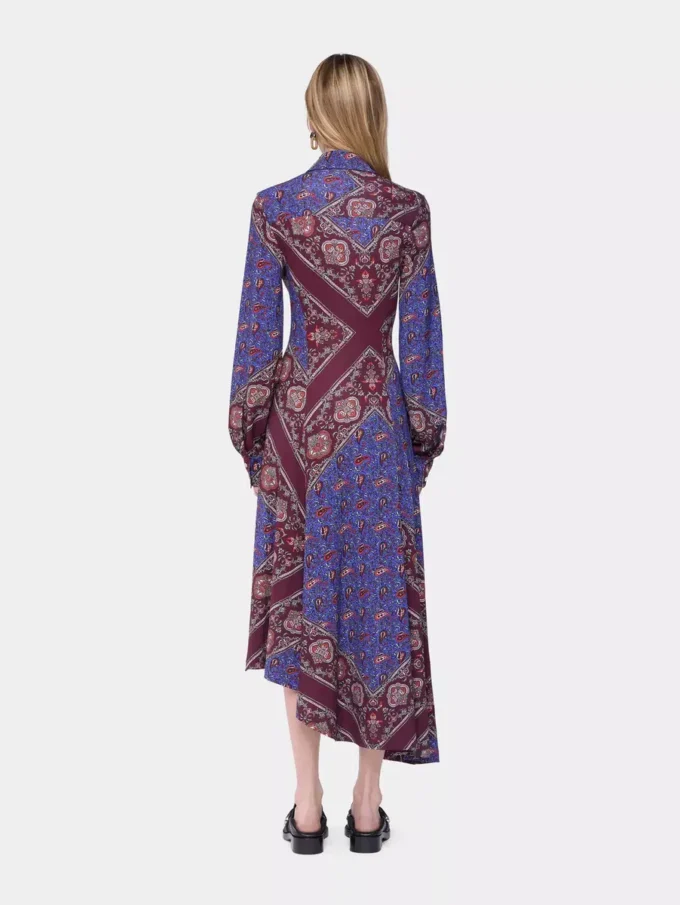 Vestido midi drapeado de jersey estampado