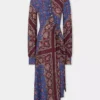 Vestido midi drapeado de jersey estampado
