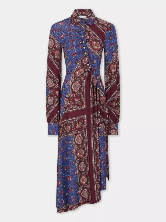 Vestido midi drapeado de jersey estampado