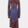 Vestido midi drapeado de jersey estampado