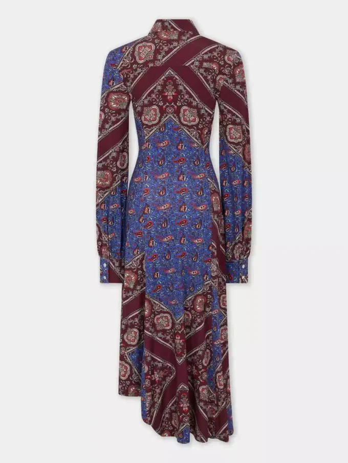 Vestido midi drapeado de jersey estampado