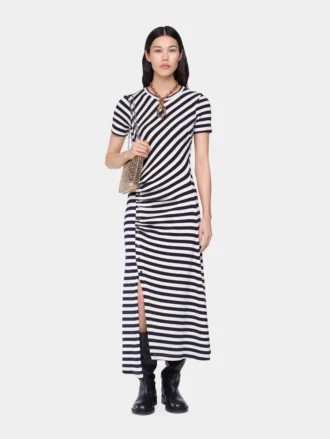 Vestido midi drapeado de lana