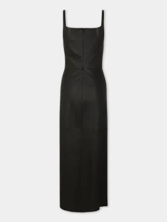 Vestido midi drapeado de piel