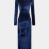 Vestido midi drapeado de terciopelo