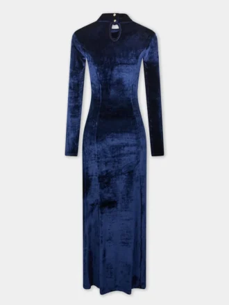 Vestido midi drapeado de terciopelo